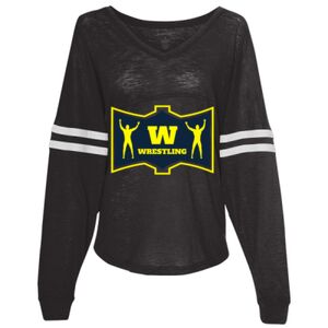 Women’s Slub Jersey Varsitee V-Neck Long Sleeve T-Shirt Thumbnail