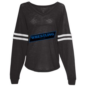 Women’s Slub Jersey Varsitee V-Neck Long Sleeve T-Shirt Thumbnail