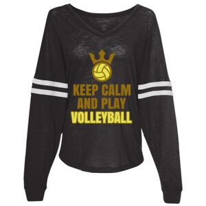Women’s Slub Jersey Varsitee V-Neck Long Sleeve T-Shirt Thumbnail