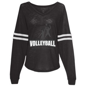 Women’s Slub Jersey Varsitee V-Neck Long Sleeve T-Shirt Thumbnail