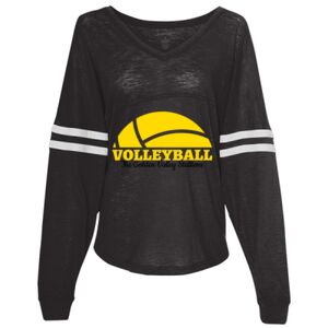 Women’s Slub Jersey Varsitee V-Neck Long Sleeve T-Shirt Thumbnail