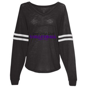 Women’s Slub Jersey Varsitee V-Neck Long Sleeve T-Shirt Thumbnail
