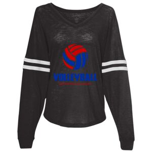 Women’s Slub Jersey Varsitee V-Neck Long Sleeve T-Shirt Thumbnail