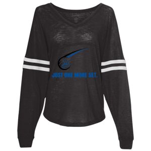 Women’s Slub Jersey Varsitee V-Neck Long Sleeve T-Shirt Thumbnail