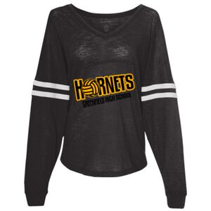 Women’s Slub Jersey Varsitee V-Neck Long Sleeve T-Shirt Thumbnail