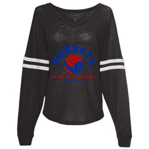 Women’s Slub Jersey Varsitee V-Neck Long Sleeve T-Shirt Thumbnail