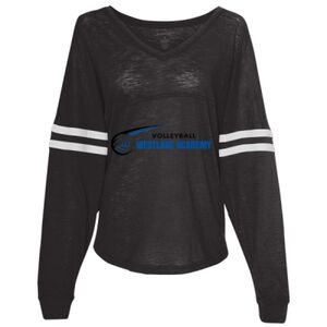Women’s Slub Jersey Varsitee V-Neck Long Sleeve T-Shirt Thumbnail