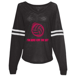 Women’s Slub Jersey Varsitee V-Neck Long Sleeve T-Shirt Thumbnail