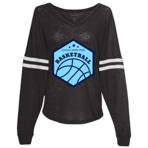 Women’s Slub Jersey Varsitee V-Neck Long Sleeve T-Shirt Thumbnail