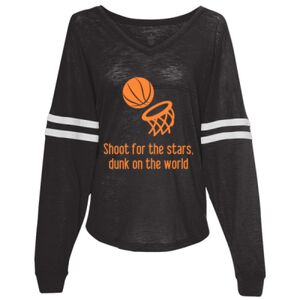 Women’s Slub Jersey Varsitee V-Neck Long Sleeve T-Shirt Thumbnail