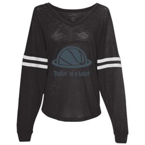 Women’s Slub Jersey Varsitee V-Neck Long Sleeve T-Shirt Thumbnail