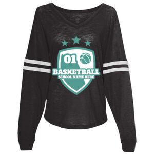 Women’s Slub Jersey Varsitee V-Neck Long Sleeve T-Shirt Thumbnail