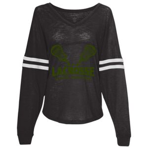 Women’s Slub Jersey Varsitee V-Neck Long Sleeve T-Shirt Thumbnail