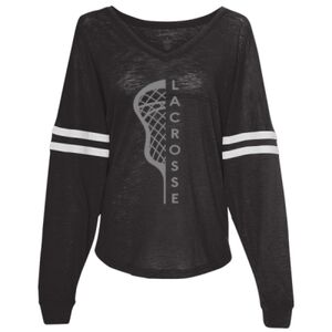 Women’s Slub Jersey Varsitee V-Neck Long Sleeve T-Shirt Thumbnail