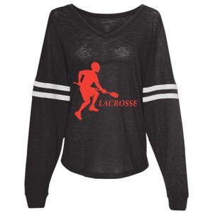 Women’s Slub Jersey Varsitee V-Neck Long Sleeve T-Shirt Thumbnail