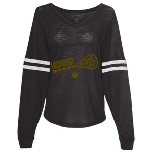Women’s Slub Jersey Varsitee V-Neck Long Sleeve T-Shirt Thumbnail