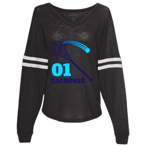 Women’s Slub Jersey Varsitee V-Neck Long Sleeve T-Shirt Thumbnail