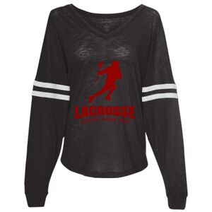 Women’s Slub Jersey Varsitee V-Neck Long Sleeve T-Shirt Thumbnail