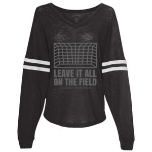 Women’s Slub Jersey Varsitee V-Neck Long Sleeve T-Shirt Thumbnail