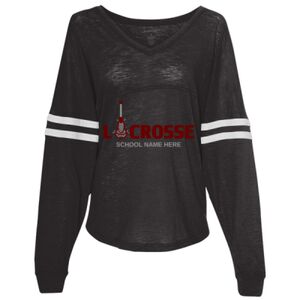 Women’s Slub Jersey Varsitee V-Neck Long Sleeve T-Shirt Thumbnail