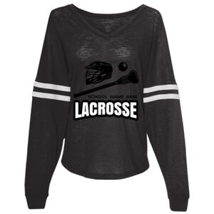 Women’s Slub Jersey Varsitee V-Neck Long Sleeve T-Shirt Thumbnail