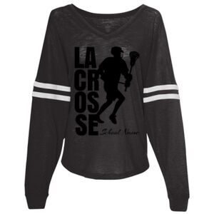 Women’s Slub Jersey Varsitee V-Neck Long Sleeve T-Shirt Thumbnail