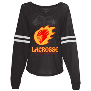 Women’s Slub Jersey Varsitee V-Neck Long Sleeve T-Shirt Thumbnail