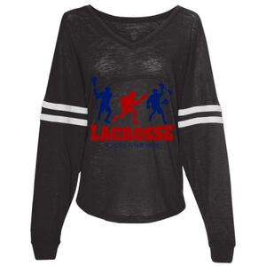 Women’s Slub Jersey Varsitee V-Neck Long Sleeve T-Shirt Thumbnail
