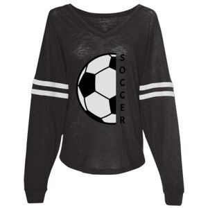 Women’s Slub Jersey Varsitee V-Neck Long Sleeve T-Shirt Thumbnail