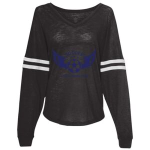 Women’s Slub Jersey Varsitee V-Neck Long Sleeve T-Shirt Thumbnail