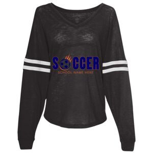 Women’s Slub Jersey Varsitee V-Neck Long Sleeve T-Shirt Thumbnail