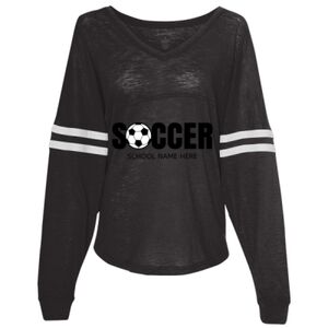 Women’s Slub Jersey Varsitee V-Neck Long Sleeve T-Shirt Thumbnail