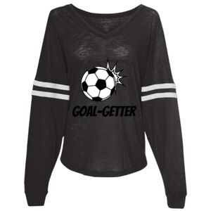 Women’s Slub Jersey Varsitee V-Neck Long Sleeve T-Shirt Thumbnail