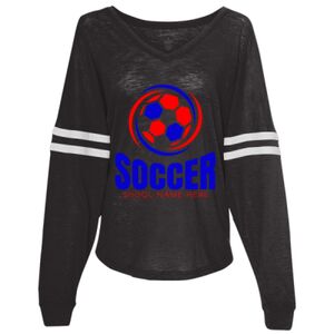 Women’s Slub Jersey Varsitee V-Neck Long Sleeve T-Shirt Thumbnail