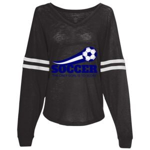 Women’s Slub Jersey Varsitee V-Neck Long Sleeve T-Shirt Thumbnail