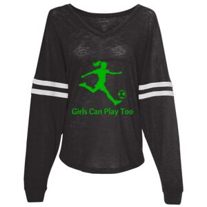 Women’s Slub Jersey Varsitee V-Neck Long Sleeve T-Shirt Thumbnail