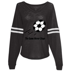 Women’s Slub Jersey Varsitee V-Neck Long Sleeve T-Shirt Thumbnail