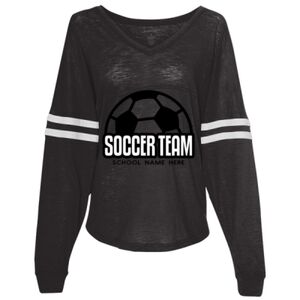 Women’s Slub Jersey Varsitee V-Neck Long Sleeve T-Shirt Thumbnail
