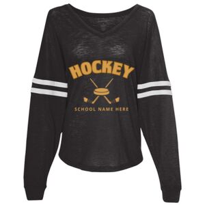 Women’s Slub Jersey Varsitee V-Neck Long Sleeve T-Shirt Thumbnail