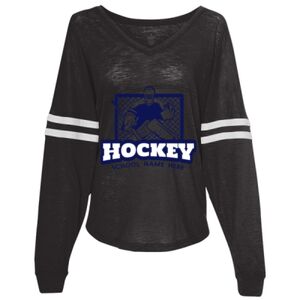 Women’s Slub Jersey Varsitee V-Neck Long Sleeve T-Shirt Thumbnail