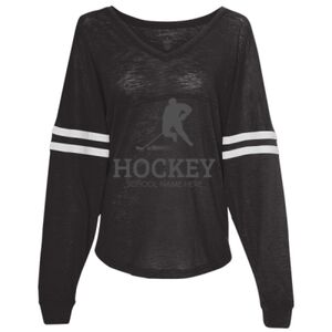 Women’s Slub Jersey Varsitee V-Neck Long Sleeve T-Shirt Thumbnail