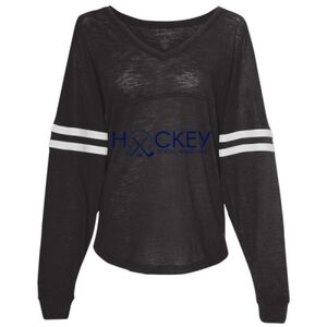 Women’s Slub Jersey Varsitee V-Neck Long Sleeve T-Shirt Thumbnail