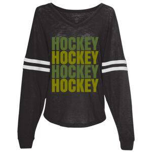Women’s Slub Jersey Varsitee V-Neck Long Sleeve T-Shirt Thumbnail