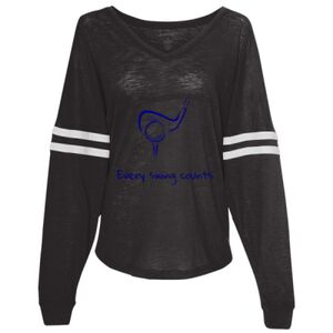 Women’s Slub Jersey Varsitee V-Neck Long Sleeve T-Shirt Thumbnail