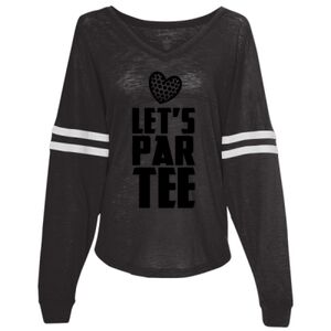 Women’s Slub Jersey Varsitee V-Neck Long Sleeve T-Shirt Thumbnail