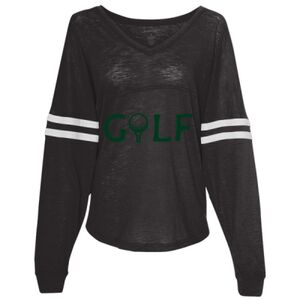 Women’s Slub Jersey Varsitee V-Neck Long Sleeve T-Shirt Thumbnail
