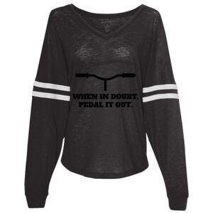 Women’s Slub Jersey Varsitee V-Neck Long Sleeve T-Shirt Thumbnail