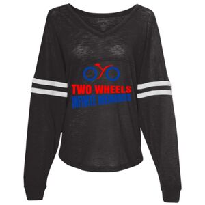 Women’s Slub Jersey Varsitee V-Neck Long Sleeve T-Shirt Thumbnail