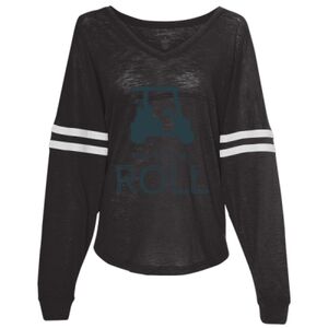 Women’s Slub Jersey Varsitee V-Neck Long Sleeve T-Shirt Thumbnail