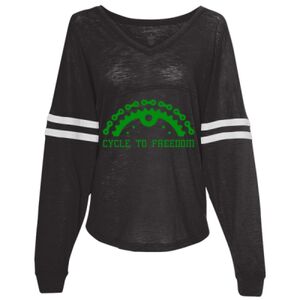 Women’s Slub Jersey Varsitee V-Neck Long Sleeve T-Shirt Thumbnail
